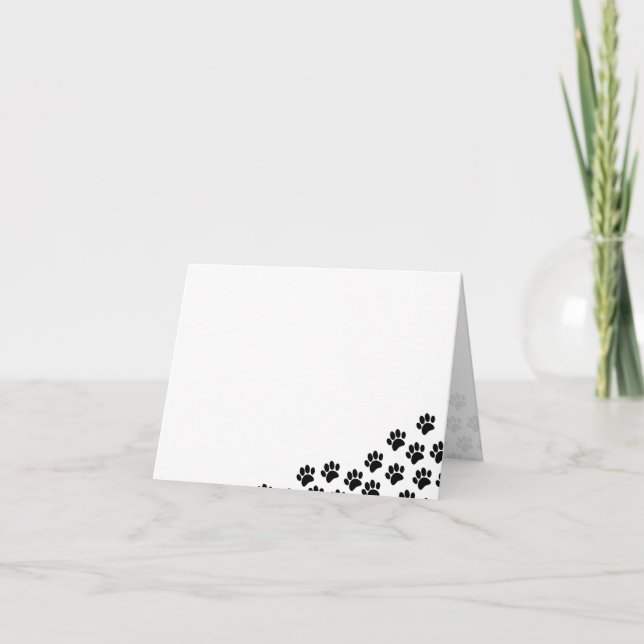 Black Puppy Paw Prints  Anteckningskort (Framsida)