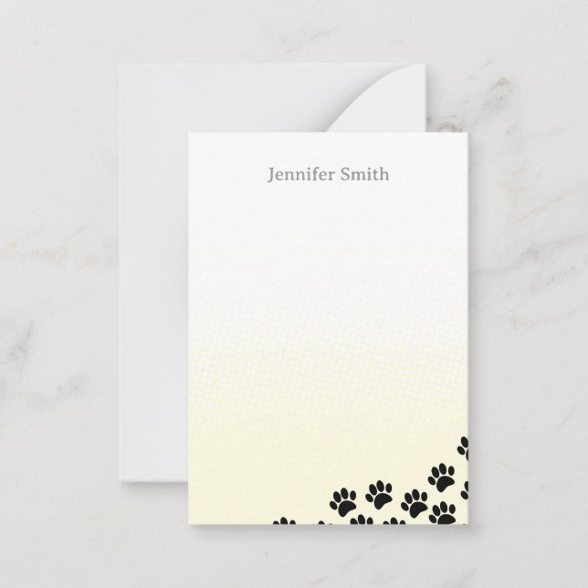 Black Puppy Paw Prints Personalized Stationery  Anteckningskort (Framsida)