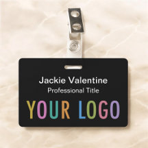 Black PVC Namn Badge med Clip Lanyard eller Reel