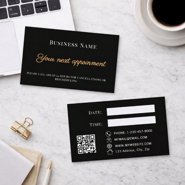 Black QR business customer client appointment card Rabattkort (Skapare uppladdad)