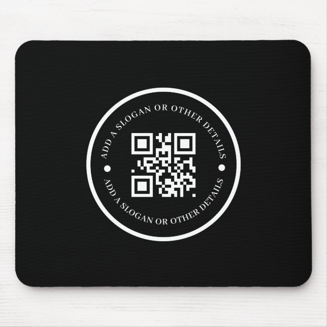 Black QR Code Company Promo mouse pad Musmatta (Framsidan)