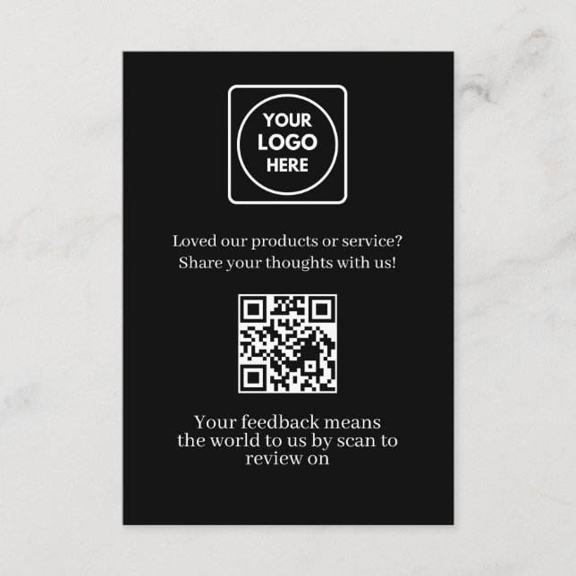 Black QR | Customer Feedback & Review Link Tilläggskort (Framsida)
