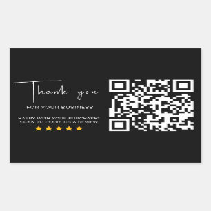 Black QR-kod Business Review 5 Star Review Modern Rektangulärt Klistermärke