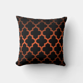 Black Quatrefoil Mönster på Orange Blend Kudde