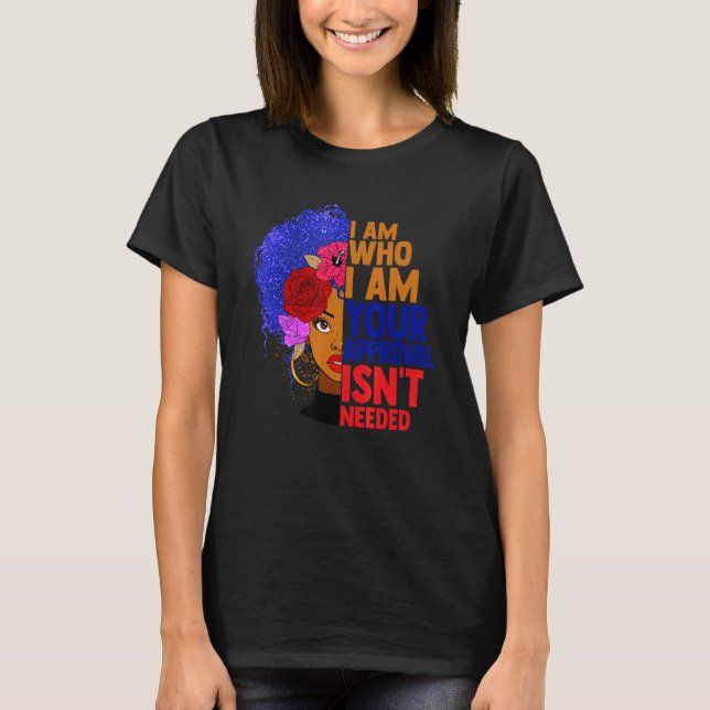 Black Queen African American Dam Curly Natural T Shirt (Framsida)