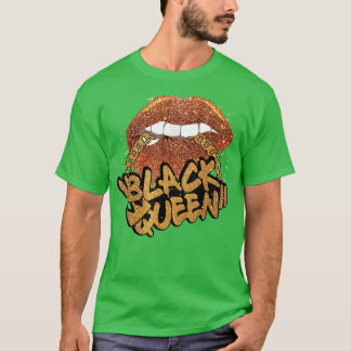 Black Queen African Färg Biting Läppar Black Histo T Shirt