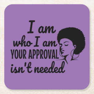 Black Queen Afro African American Underlägg Papper Kvadrat