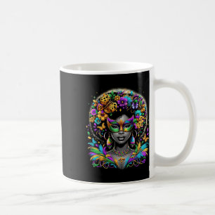 Black Queen Afro African Pärlor Mask Mardi Gras Ca Kaffemugg