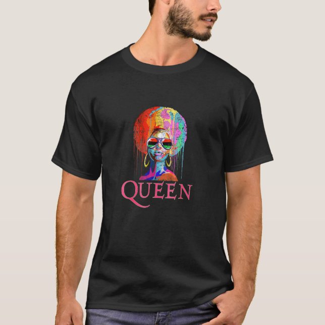 Black Queen Afro Melanin African Women 20 T Shirt (Framsida)