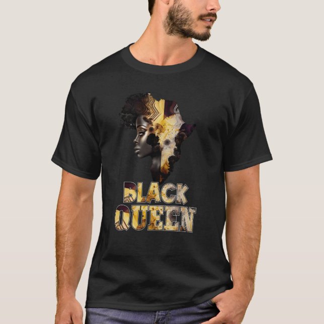Black Queen Afro Melanin African Women Black Histo T Shirt (Framsida)
