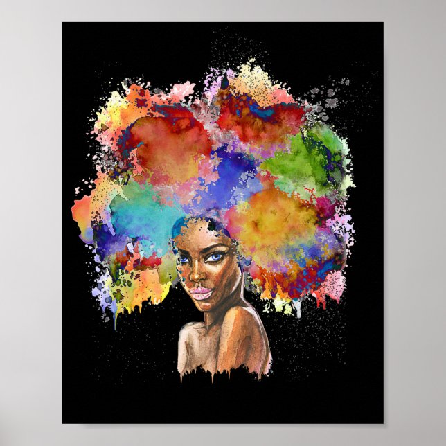 Black Queen Afro Melanin Art African American Poster (Framsidan)