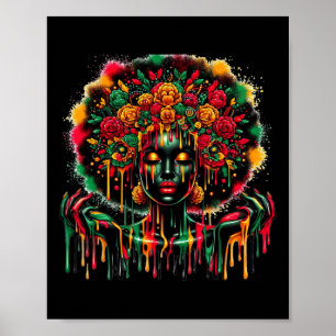 Black Queen Afro Melanin Colorful Art Bon Poster