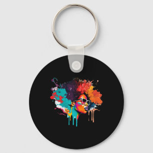 Black Queen Afro Melanin Dripping Art Älskare Amer Nyckelring