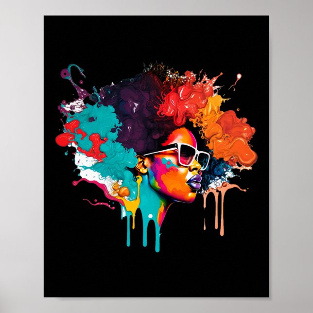 Black Queen Afro Melanin Dripping Art Älskare Amer Poster (Framsidan)