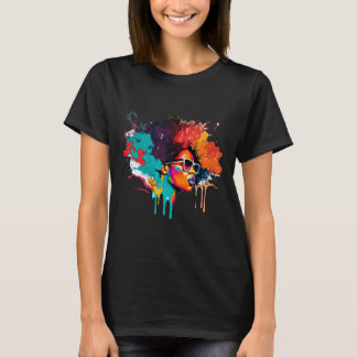 Black Queen Afro Melanin Dripping Art Älskare Amer T Shirt