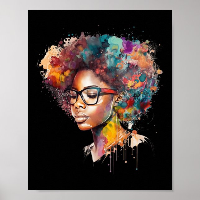 Black Queen Afro Melanin Dripping Art Black Histor Poster (Framsidan)