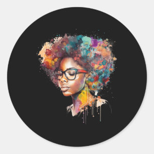 Black Queen Afro Melanin Dripping Art Black Histor Runt Klistermärke