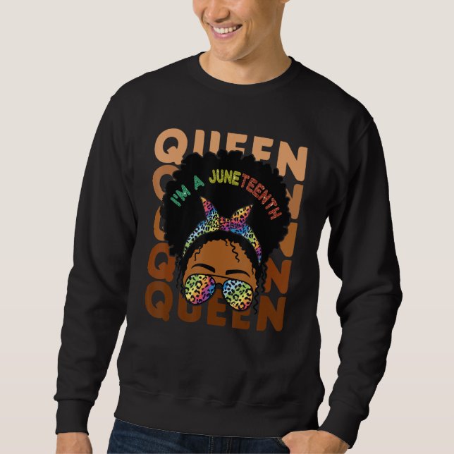 Black Queen Afro Melanin Dripping Black History 3 Lång Ärmad Tröja (Framsida)