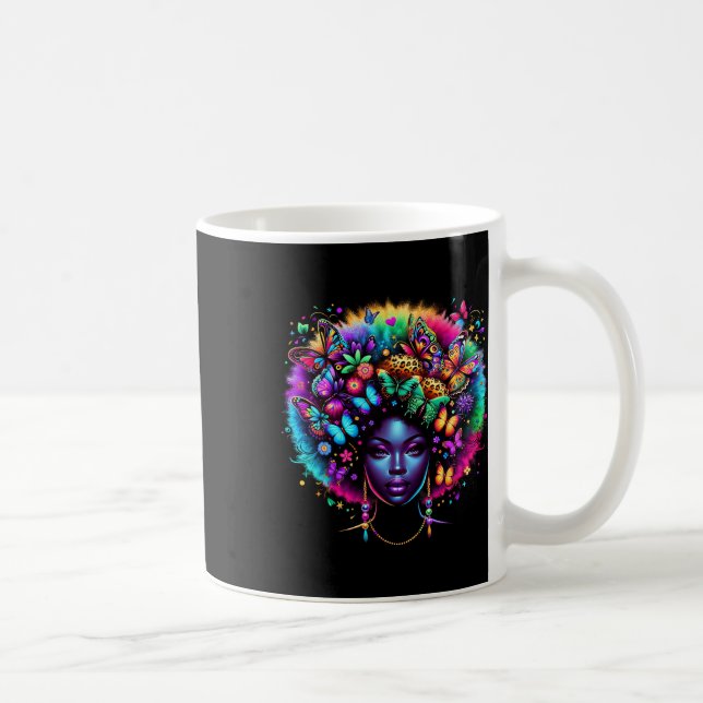 Black Queen Afro Melanin Junetelfte Leopard Butter Kaffemugg (Höger)