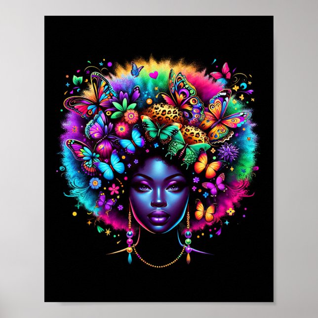 Black Queen Afro Melanin Junetelfte Leopard Butter Poster (Framsidan)