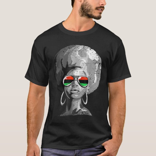 Black Queen Afro Woman Ansikte T Shirt (Framsida)
