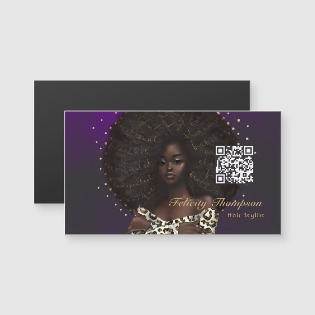 Black Queen Beauty Mode Hair QR-kod (Fram/baksida)