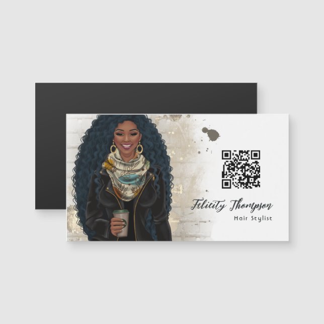 Black Queen Beauty Mode Hair QR-kod (Fram/baksida)