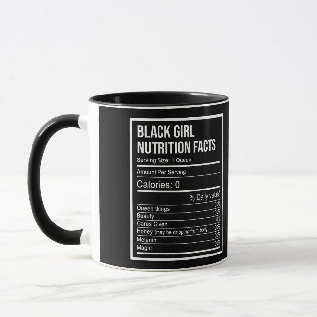 Black Queen Black Girls Nutrition Facts Friends Mugg (Vänster)