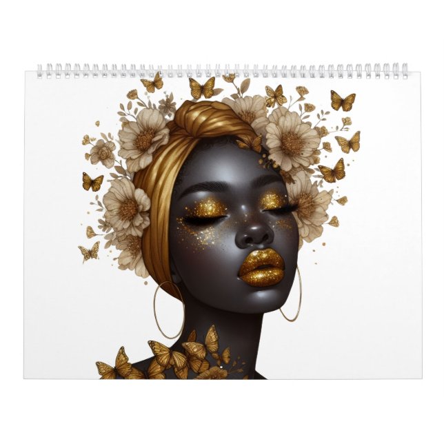 Black Queen butterfly bling melanin sista Kalender (Omslag)