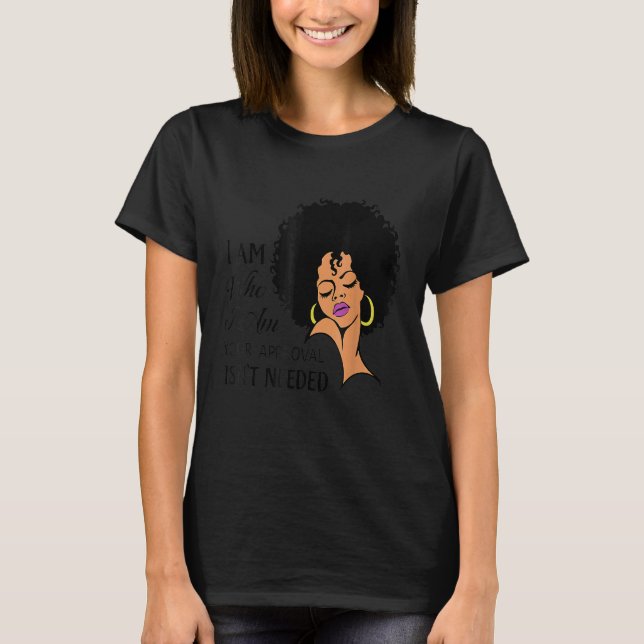 Black Queen Dam American Dam Curly Natural Afr T Shirt (Framsida)