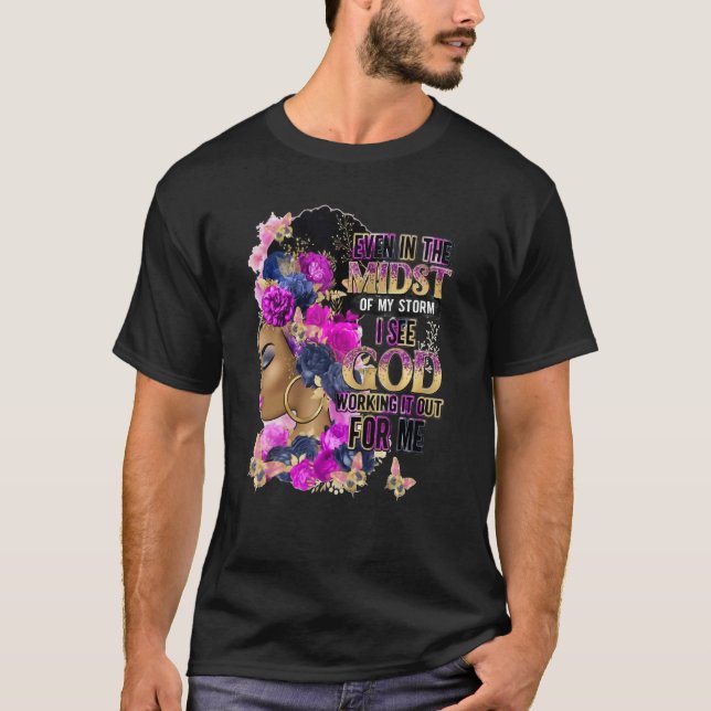 Black Queen Dam Curly Natural Afro African Americ T Shirt (Framsida)