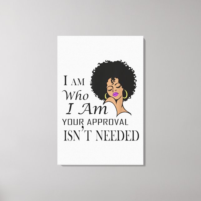 Black Queen Dam Curly Natural Afro African Canvastryck (Framsida)
