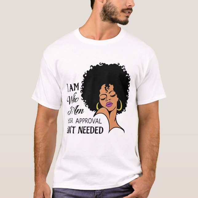 Black Queen Dam Curly Natural Afro African T Shirt (Framsida)
