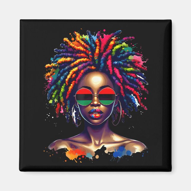 Black Queen Dripng Afro Melanin Black History Mont Magnet (Framsidan)