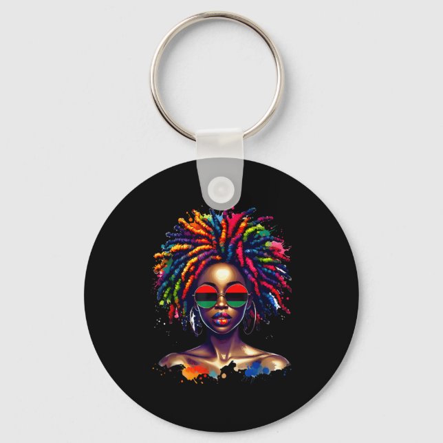Black Queen Dripng Afro Melanin Black History Mont Nyckelring (Framsida)