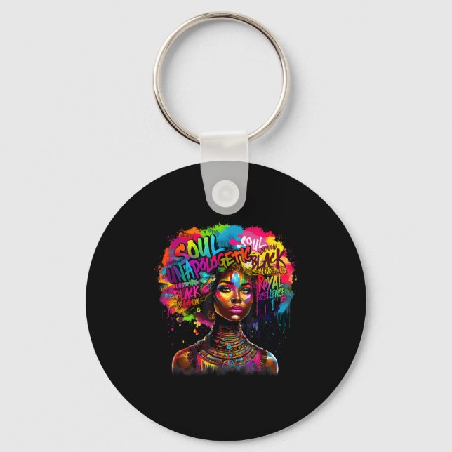 Black Queen Dripng Afro Melanin Black History Mont Nyckelring (Framsida)