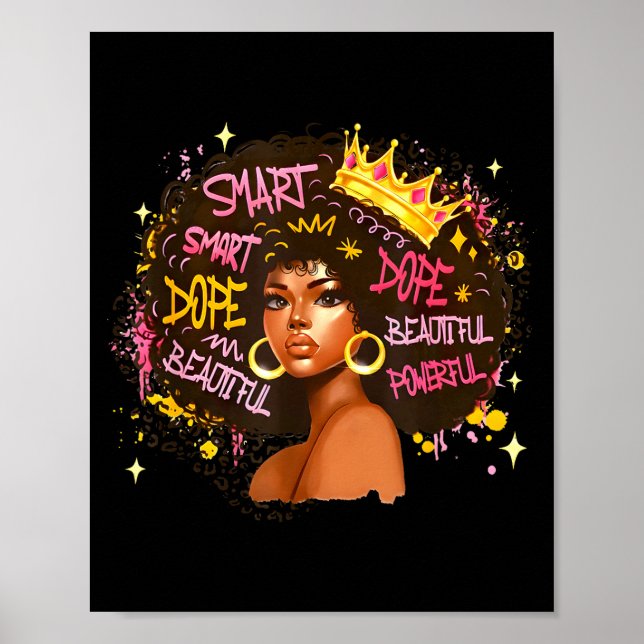 Black Queen Dripng Afro Melanin Black History Mont Poster (Framsidan)