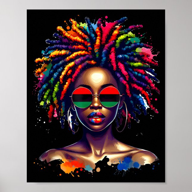 Black Queen Dripng Afro Melanin Black History Mont Poster (Framsidan)