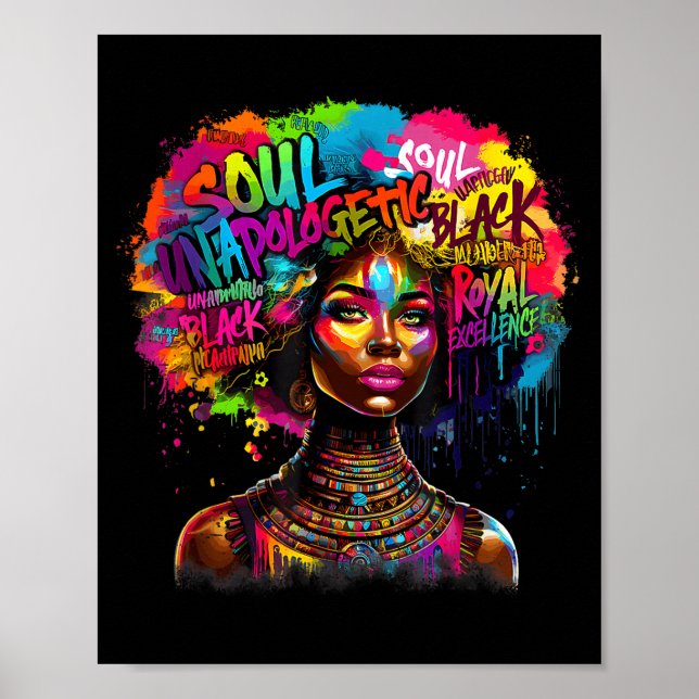 Black Queen Dripng Afro Melanin Black History Mont Poster (Framsidan)
