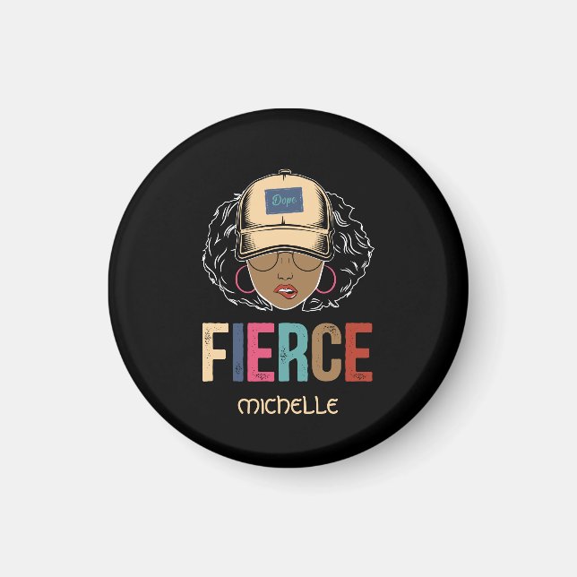 Black Queen | Fierce | Black Woman Magnet (Framsidan)