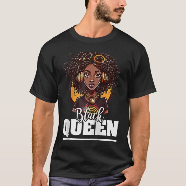 Black Queen For Proud African American Black Histo T Shirt (Framsida)