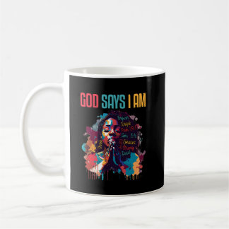 Black Queen Gud säger: am I Black Melanin History Kaffemugg
