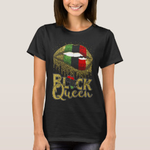Black Queen Läppar Red Grönt African American Flag T Shirt