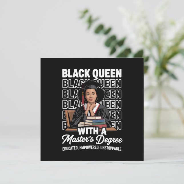 Black Queen Masters Degree Graduation Educated  Inbjudningar (Stående Fram)