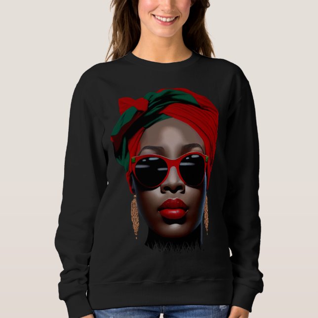 Black Queen Melanin Earrings Lips Cute Black Histo T Shirt (Framsida)