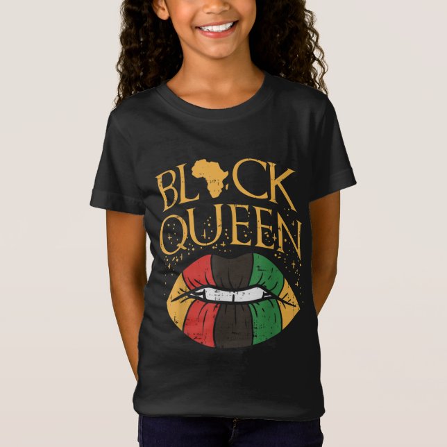 Black Queen Melanin Läppar Afrika Pride History BL T Shirt (Framsida)