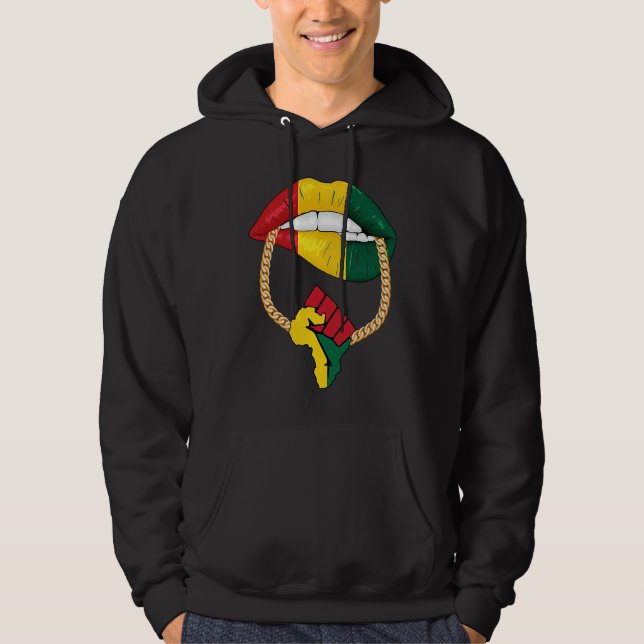 Black Queen Melanin Lips Africa Flag Pride BHM Bla Hoodie (Framsida)