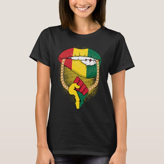 Black Queen Melanin Lips Africa Flag Pride BHM Bla T Shirt (Framsida)