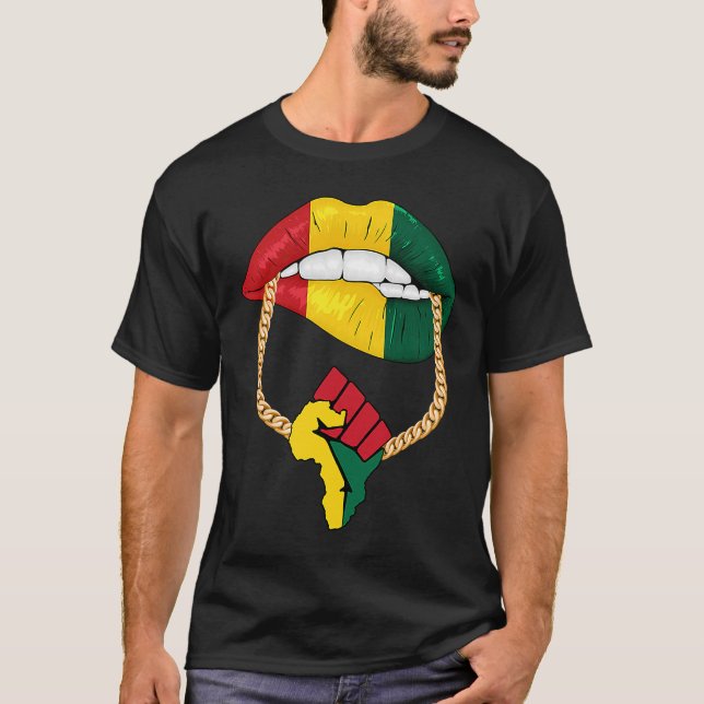 Black Queen Melanin Lips Africa Flag Pride BHM Bla T Shirt (Framsida)