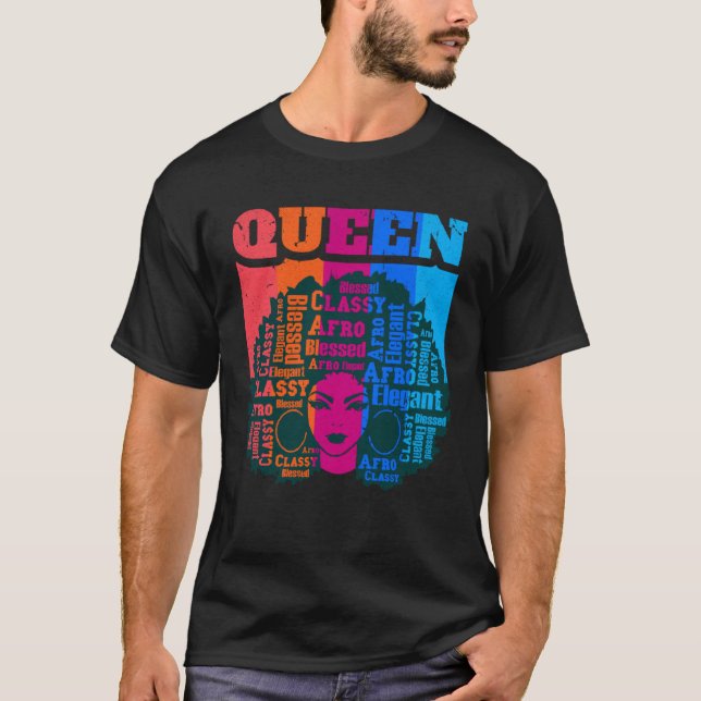 Black Queen Melanin Magic Sista Woman Queens Brown T Shirt (Framsida)